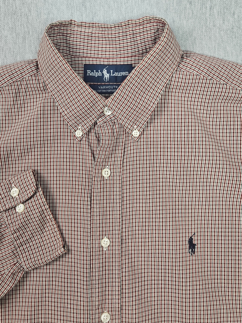 Vintage Ralph Lauren Yarmouth Men's  Micro-Check Button-Down Shirt 17 34/35